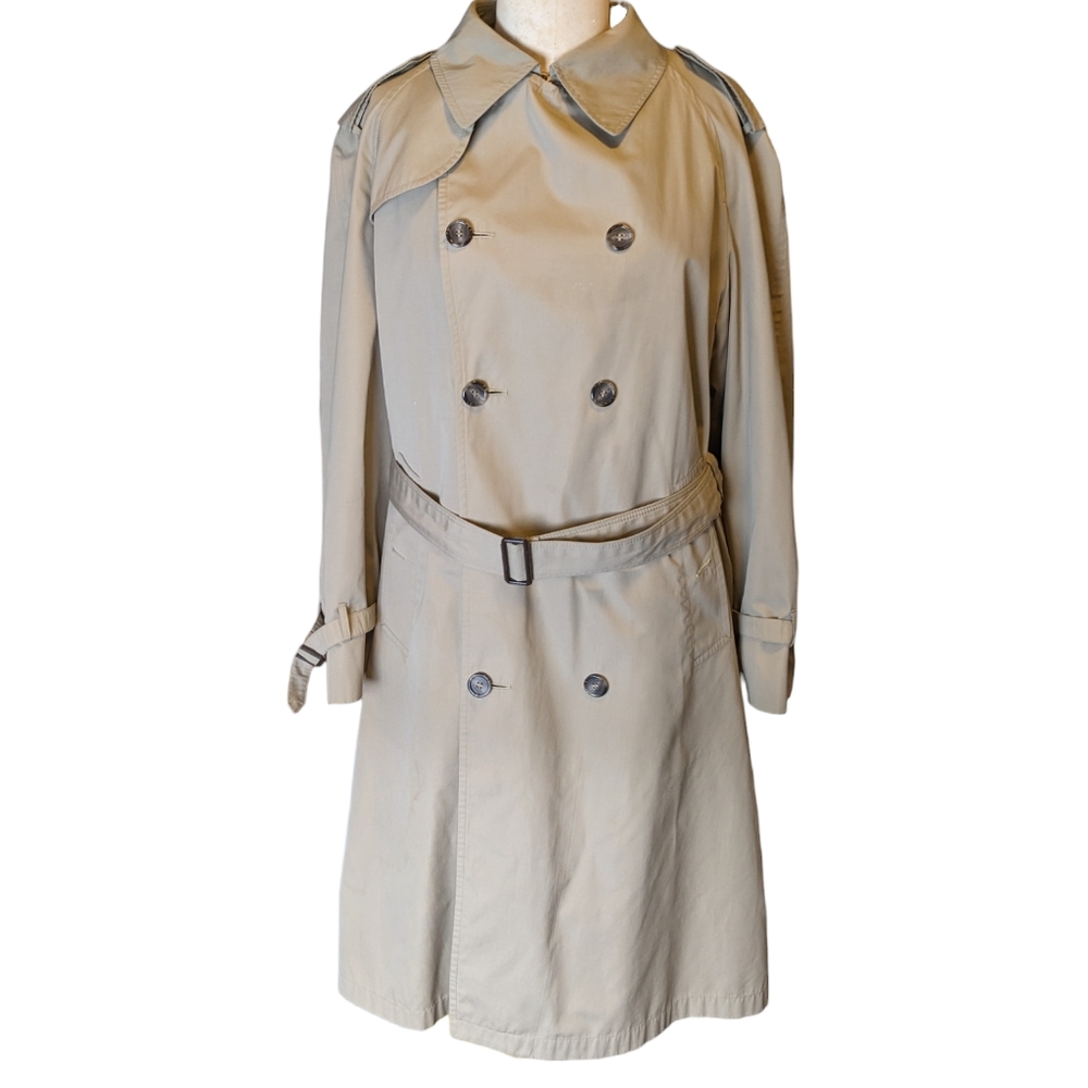 Brooks Brothers Vintage Khaki Overcoat Double Breasted Men's Size 38R